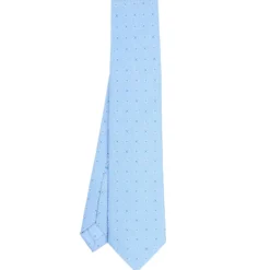 CRAVATTA SARTORIALE 9 PIEGHE IN SETA AZZURRA Microfantasia fiore