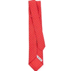 CRAVATTA SARTORIALE 9 PIEGHE IN SETA ROSSA Microfantasia fiore