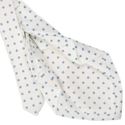 CRAVATTA SARTORIALE 7 PIEGHE IN SETA BIANCA Microfantasia fiore