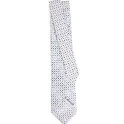 CRAVATTA SARTORIALE 5 PIEGHE IN SETA BIANCA Microfantasia fiore