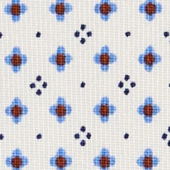 CRAVATTA SARTORIALE 5 PIEGHE IN SETA BIANCA Microfantasia fiore