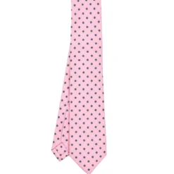 CRAVATTA SARTORIALE 5 PIEGHE IN SETA ROSA Microfantasia fiore