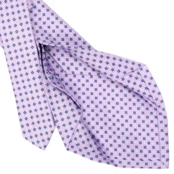 CRAVATTA SARTORIALE 5 PIEGHE IN SETA LILLA Microfantasia fiore