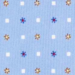 CRAVATTA SARTORIALE 9 PIEGHE IN SETA AZZURRA Microfantasia fiore