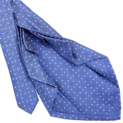 CRAVATTA SARTORIALE 9 PIEGHE IN SETA AZZURRO POLVERE Microfantasia fiore