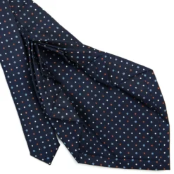 CRAVATTA SARTORIALE 9 PIEGHE IN SETA BLU SCURO Microfantasia fiore