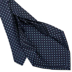 CRAVATTA SARTORIALE 9 PIEGHE IN SETA BLU SCURO Microfantasia fiore