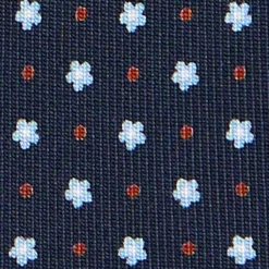 CRAVATTA SARTORIALE 9 PIEGHE IN SETA BLU SCURO Microfantasia fiore