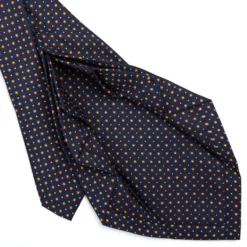 CRAVATTA SARTORIALE 9 PIEGHE IN SETA BLU SCURO Microfantasia fiore