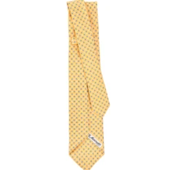CRAVATTA SARTORIALE 9 PIEGHE IN SETA GIALLA Microfantasia fiore