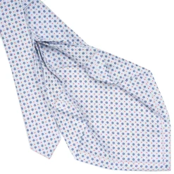 CRAVATTA SARTORIALE 7 PIEGHE IN SETA BIANCA Microfantasia fiore