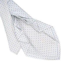 CRAVATTA SARTORIALE 9 PIEGHE IN SETA BIANCA Microfantasia fiore