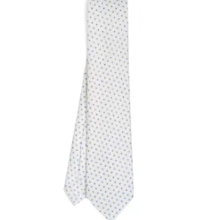 CRAVATTA SARTORIALE 5 PIEGHE IN SETA BIANCA Microfantasia fiore