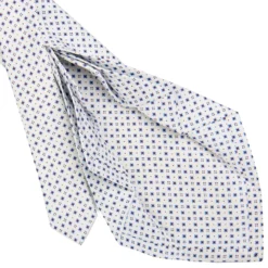 CRAVATTA SARTORIALE 9 PIEGHE IN SETA BIANCA Microfantasia fiore