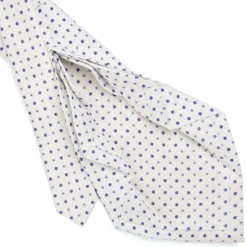 CRAVATTA SARTORIALE 9 PIEGHE IN SETA BIANCA Microfantasia fiore
