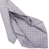 CRAVATTA SARTORIALE 7 PIEGHE IN SETA GRIGIO CHIARO Microfantasia fiore