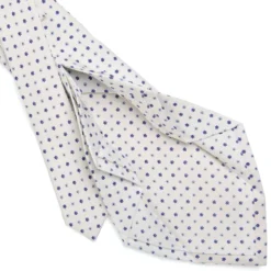 CRAVATTA SARTORIALE 7 PIEGHE IN SETA BIANCA Microfantasia fiore