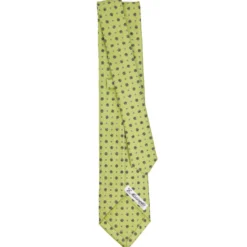 CRAVATTA SARTORIALE 5 PIEGHE IN SETA VERDE CHIARO Microfantasia fiore