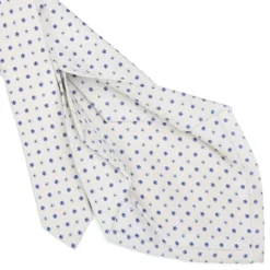 CRAVATTA SARTORIALE 5 PIEGHE IN SETA BIANCA Microfantasia fiore