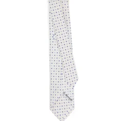 CRAVATTA SARTORIALE 5 PIEGHE IN SETA BIANCA Microfantasia fiore