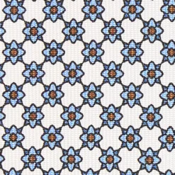 CRAVATTA SARTORIALE 5 PIEGHE IN SETA BIANCA Microfantasia fiore