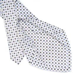 CRAVATTA SARTORIALE 5 PIEGHE IN SETA BIANCA Microfantasia fiore