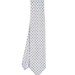 CRAVATTA SARTORIALE 5 PIEGHE IN SETA BIANCA Microfantasia fiore