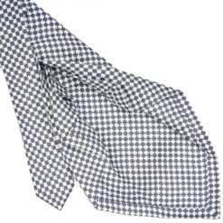 CRAVATTA SARTORIALE 7 PIEGHE IN SETA BIANCA Microfantasia fiore