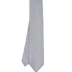 CRAVATTA SARTORIALE 7 PIEGHE IN SETA BIANCA Microfantasia fiore