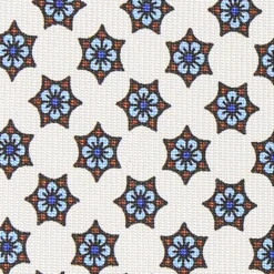 CRAVATTA SARTORIALE 9 PIEGHE IN SETA BIANCA Microfantasia fiore