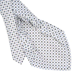 CRAVATTA SARTORIALE 9 PIEGHE IN SETA BIANCA Microfantasia fiore