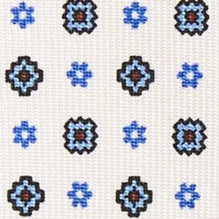 CRAVATTA SARTORIALE 9 PIEGHE IN SETA BIANCA Microfantasia fiore