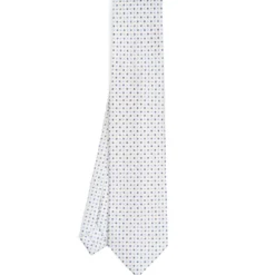 CRAVATTA SARTORIALE 5 PIEGHE IN SETA BIANCA Microfantasia fiore