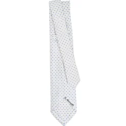 CRAVATTA SARTORIALE 5 PIEGHE IN SETA BIANCA Microfantasia fiore