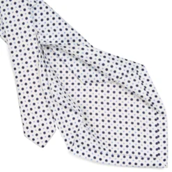 CRAVATTA SARTORIALE 5 PIEGHE IN SETA BIANCA Microfantasia fiore