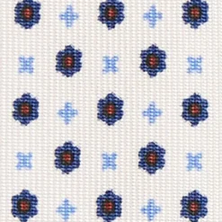 CRAVATTA SARTORIALE 5 PIEGHE IN SETA BIANCA Microfantasia fiore