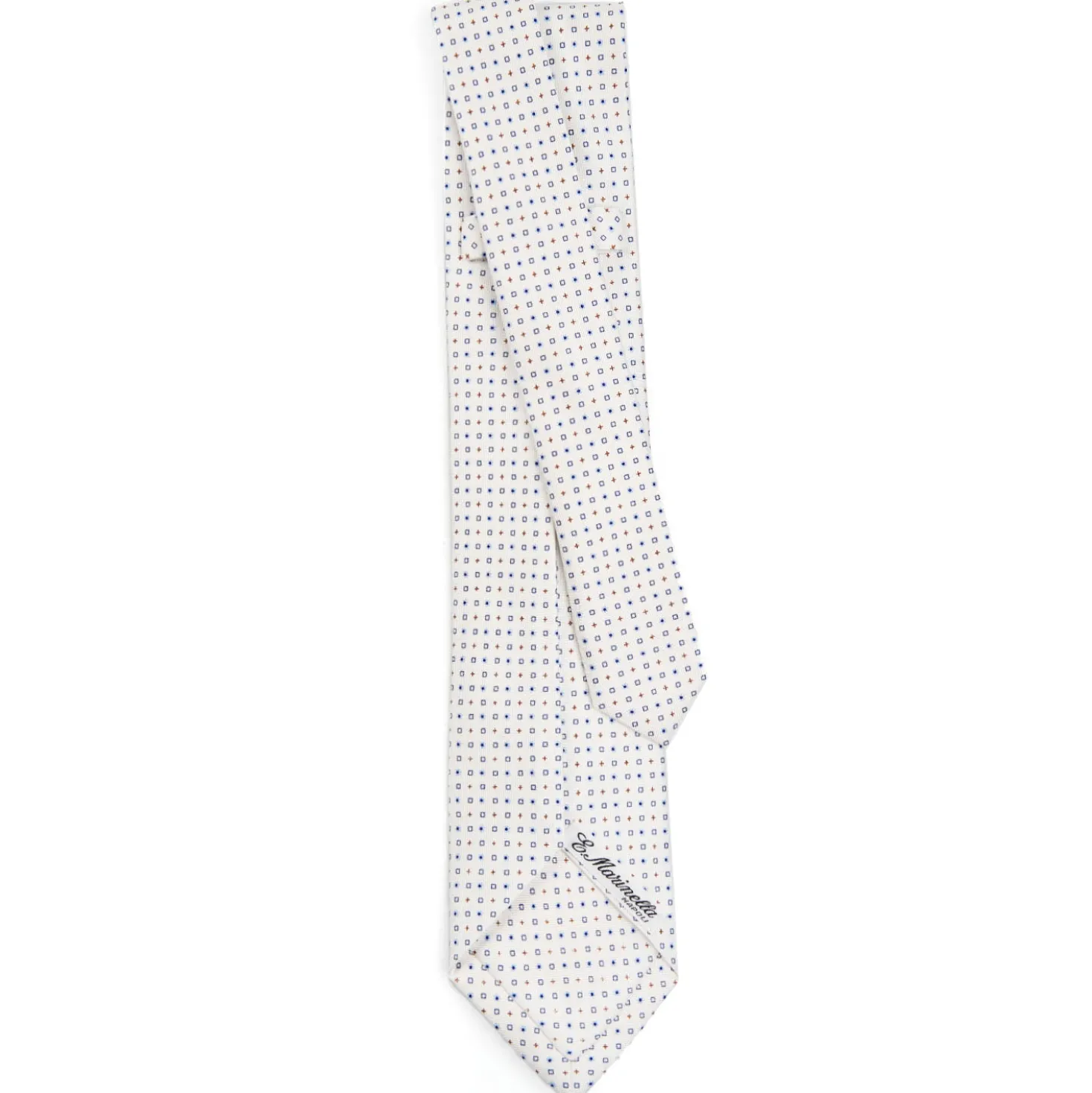 CRAVATTA SARTORIALE 7 PIEGHE IN SETA BIANCA Microfantasia fiore