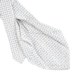 CRAVATTA SARTORIALE 5 PIEGHE IN SETA BIANCA Microfantasia fiore