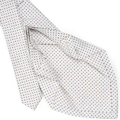 CRAVATTA SARTORIALE 7 PIEGHE IN SETA BIANCA Microfantasia fiore