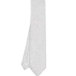 CRAVATTA SARTORIALE 7 PIEGHE IN SETA BIANCA Microfantasia fiore