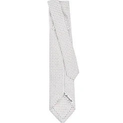 CRAVATTA SARTORIALE 7 PIEGHE IN SETA BIANCA Microfantasia fiore