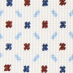 CRAVATTA SARTORIALE 7 PIEGHE IN SETA BIANCA Microfantasia fiore