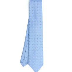 CRAVATTA SARTORIALE 5 PIEGHE IN SETA AZZURRA Microfantasia fiore