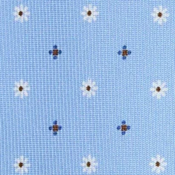 CRAVATTA SARTORIALE 5 PIEGHE IN SETA AZZURRA Microfantasia fiore