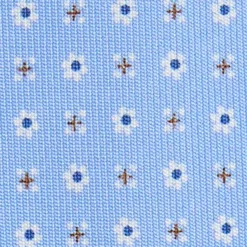 CRAVATTA SARTORIALE 5 PIEGHE IN SETA AZZURRA Microfantasia fiore