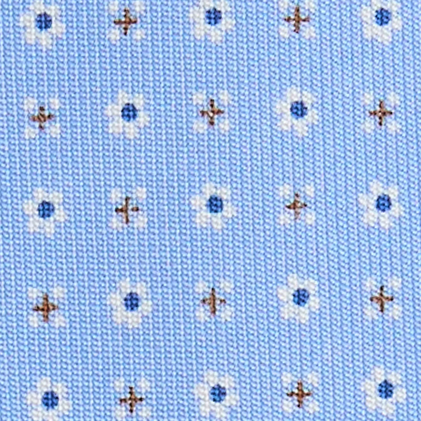 CRAVATTA SARTORIALE 5 PIEGHE IN SETA AZZURRA Microfantasia fiore