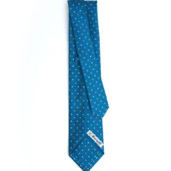CRAVATTA SARTORIALE 5 PIEGHE IN SETA BLU MEDIO Microfantasia fiore