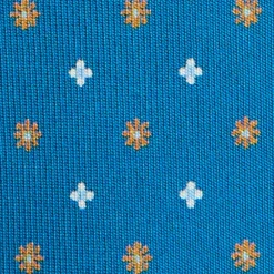 CRAVATTA SARTORIALE 5 PIEGHE IN SETA BLU MEDIO Microfantasia fiore
