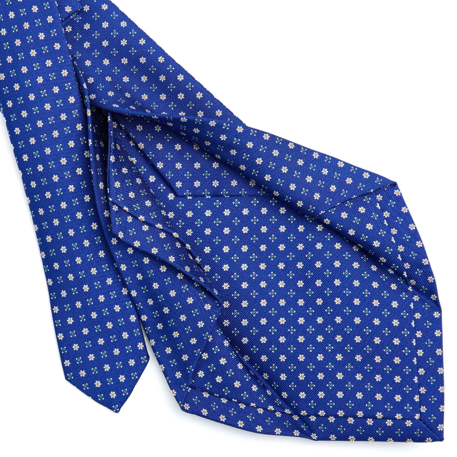 CRAVATTA SARTORIALE 5 PIEGHE IN SETA BLUETTE Microfantasia fiore