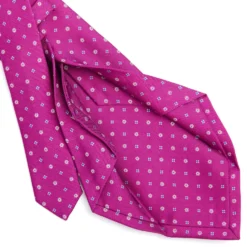 CRAVATTA SARTORIALE 5 PIEGHE IN SETA FUCSIA Microfantasia fiore